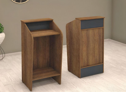 Reception desk counter office hotel wood brown table